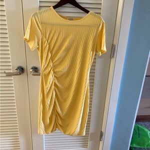 AVLN Studio t-shirt dress ribbed knit short sleeve Yellow - Med